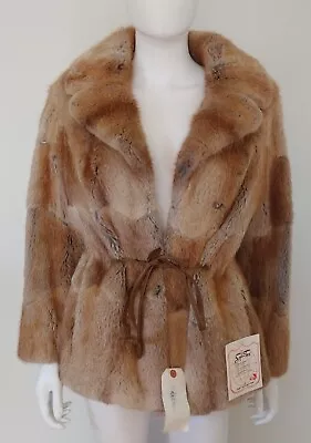 MOD SPY VINTAGE Boho Muskrat Cinch Fur JACKET COAT OVERSIZE Hippie MOBWIFE M • $79