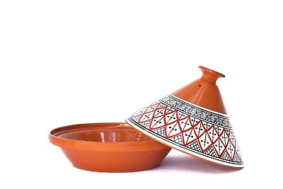 $79.95 • Buy Large Handmade, Hand-painted Classic Red 12  Ceramic Tagine Cooking Pot