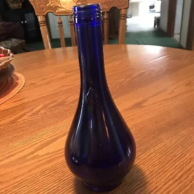 Cobalt Blue Glass Acqua Della Madonna Bottle Made In Italy 8 1/2  • $13.60