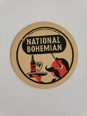 Vintage National Bohemian Mr. Boh Logo Baltimore MD Beer Coaster • $10