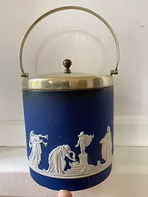 Adams Jasperware Cobalt Blue Ice Bucket / Biscuit Barrel • £20