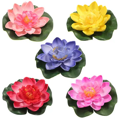 5PCS Artificial Lotus Flower Water Lily Fake Plant Floating Plant Pond Decor • $7.36