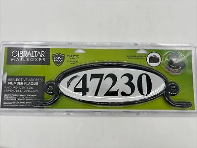 Gibraltar Mailboxe Reflective Address Number Plaque Plastic Black Oval New • $27
