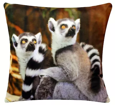 Friendship Loving Meerkat Picture Chenille Cotton 17 X 17 Cushion Cover Sofa Bed • £4.99