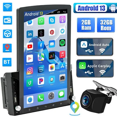 10.1  Vertical Car Stereo Radio Android 13 GPS Carplay Touch Screen 2 Din Player • $114.59