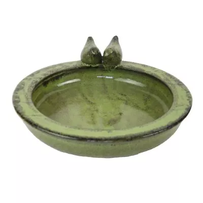 £25.95 • Buy Fallen Fruits Round Ceramic Bird Bath- Green