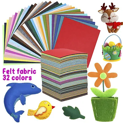 200Pcs Felt Fabric 32 Colors Felt Sheets Set 6 Squares Inch/4 Inch DIY Craft • $20.32