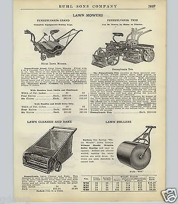 1924 PAPER AD Pennsylvania Tractor Horse Drawn Lawn Mower Trio Grand • $14.99