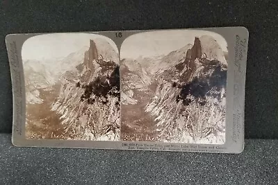 Old Stereoview Card Glacier Point Mirror Lake Half Dome Clouds Rest Yosemite  • $5.50