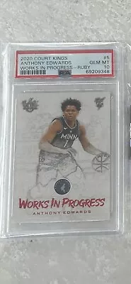 $500 • Buy 2020-21 Anthony Edwards Panini Court Kings Works In Progress Ruby /149 Psa 10