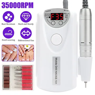 35000RPM Rechargeable Electric Nail Drill Machine Portable Manicure Pedicure Set • $36.48