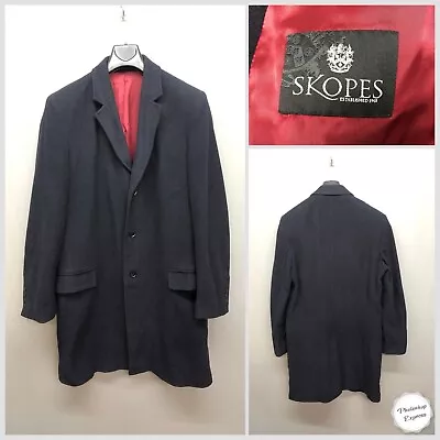 SKOPES Men’s Long Navy Wool Cashmere Smart Coat Large • $37.83