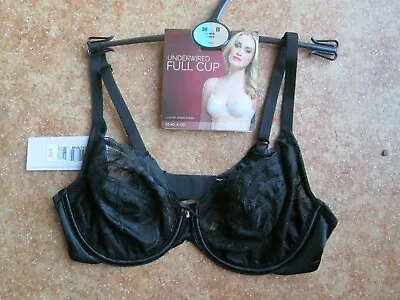 £7.99 • Buy BNWT M&S Black Bra, Embroidered Mesh & Lace Diamante Underwired Full Cup 36 B