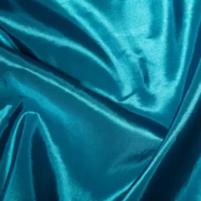 Taffeta Metallic Silk Satin Dress Fabric Material - TURQUOISE • £39.99