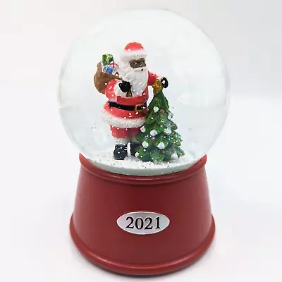 NOS! 5 ½” Glass Musical Christmas Snow Globe Black Santa Claus & Tree Target • $4.99