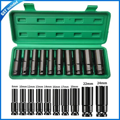 1/2 Inch 8-24Mm Drive Deep Impact Socket Set Heavy Metric Garage Tool 10/20Pcs • $17.15