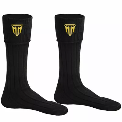 Men Scottish Irish Black Kilt Hose Socks Highland Size M Kilt Sporrans New MT • $11.92