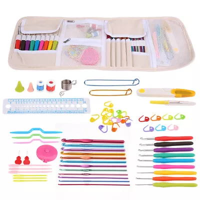 Knitting Cable Stitch Needle Kit Crochet Hook Marker Tape Measure Weaving Tool • £18.54