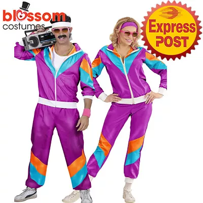 N372 Couple Tracksuit Womens Mens 80s 90s Sweat Costume Shell Suit Retro Party • $39.42