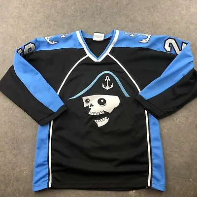 Milwaukee Admirals Hockey Jersey Mens Small Black Blue Skull Embroidered • $54.49