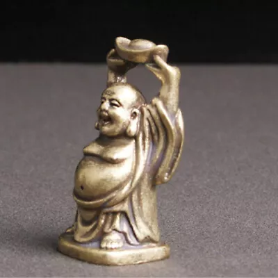 Laughing Buddha Statue Feng Shui Decoration Copper Sculpture-OX • £9.45
