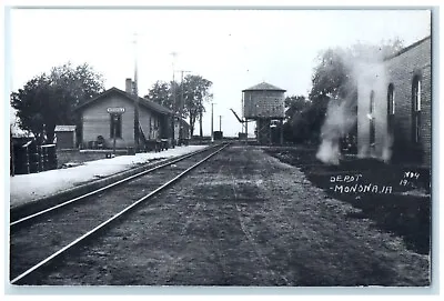 C1960's Monona Iowa IA Railroad Vintage Train Depot Station RPPC Photo Postcard • $14.98