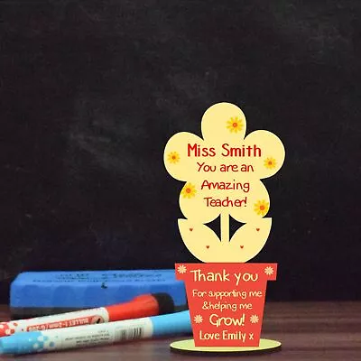 Personalised Teacher Flower Plaque - Thank You School Nursery Leaving Gift TA • £5.99