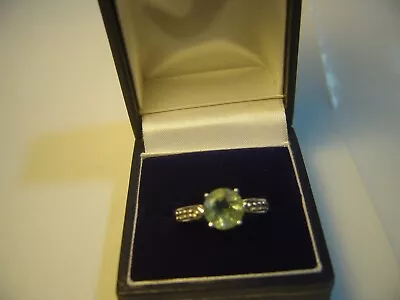 Vintage Unusual Elegant Solid Silver Ring-superb Green Amethyst &zircon Siz R1/2 • $49.73