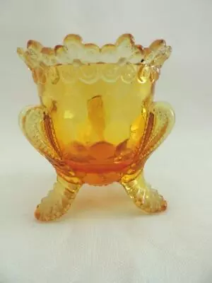 Vtg Ombre Amber Glass Toothpick 3 Footed Holder Forget Me Not Degenhart • $12.99