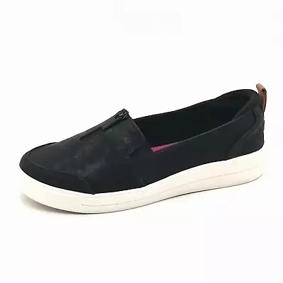 Ryka Womens Vivi Slip On Sneaker Black Front Zip Side Elastic Wedge Heel 10W NEW • $34.99