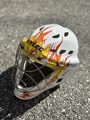 Vintage Mylec Adjustable Goalie Helmet Hockey Mask With Flames • $24.99