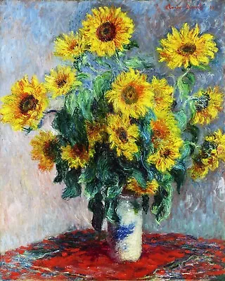 Still Life With Sunflowers By Claude Monet Giclee Fine Art Print Repro On Canvas • $49.95