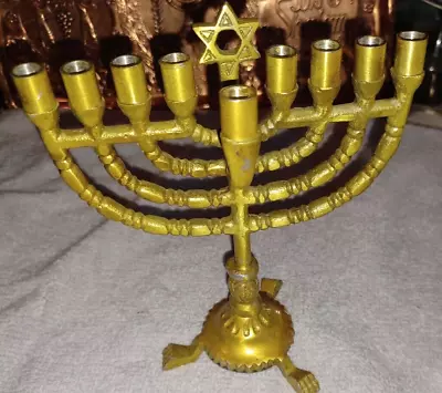 Light Weight Brass COLOR  Hanukkah Menorah Metal Candle Holder Jewish Star David • $5.99