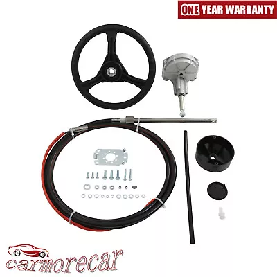 14FT Boat Steering System Single Turbine Rotating W/ Marine Steering Wheel Cable • $99.97