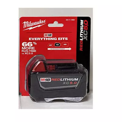 1 Pack 18V Milwaukee 48-11-1850 5.0 AH Batteries M18 XC18  NEW • $54.58