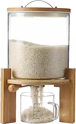 8L Glass Rice Dispenser With Stand - Creative Kitchen Container Organization • $195.31