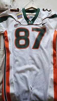 Miami Hurricanes Nike Game Worn #87 WR Reggie Wayne 2000 Nokia Sugar Bowl Jersey • $3000