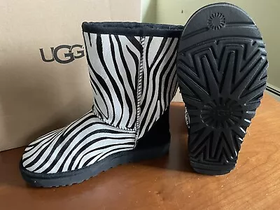 UGG Australia Classic Short Exotic Zebra-print Cow Hair Boots Women 6 NEW W/ BOX • $148