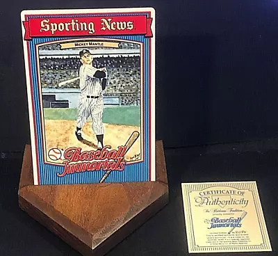 Mickey Mantle Baseball Immortals Sporting News Jumbo Porcelain Card + Base  #d • $49.95