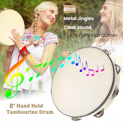 8  Handheld Tambourine Percussion Drum Tamborine Single Row Metal Jingles Y9T8 • $9.94