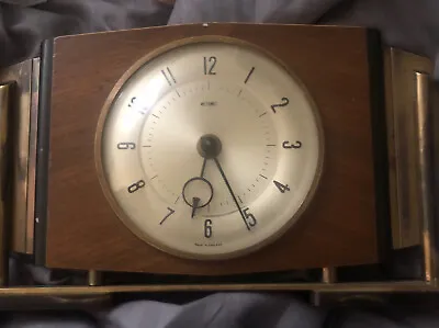 £10 • Buy Vintage 1960s Metamec Mantel Clock In Teak And Brass