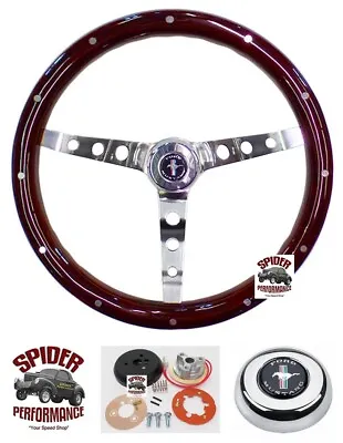 1965-1969 Mustang Steering Wheel PONY 15  CLASSIC MAHOGANY WOOD • $208.99