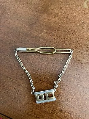 Vintage Swank Tie Clip W/ Hanging Chain &  “D C” Monogram Initials Cut-Out • $10