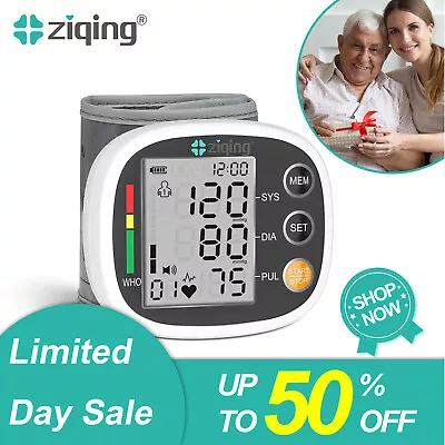 Ziqing Blood Pressure Monitor Wrist Rechargeable Sphygmomanometer Digital  • $12.99