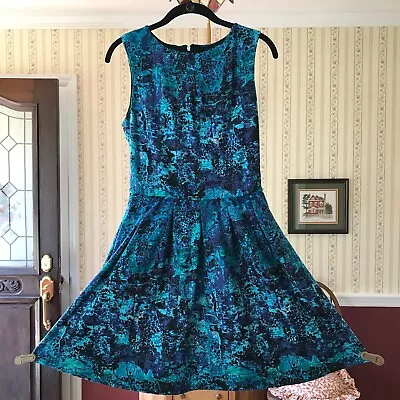 Mossimo Blue Pleated Dress Pockets Stretch Size Small • $9.99