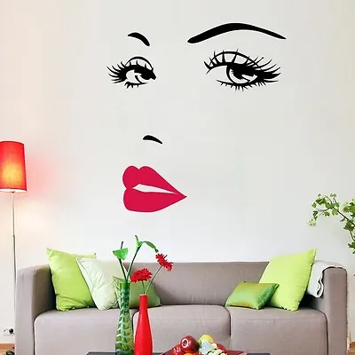 Sexy Marilyn Monroe Red Mouth Wall Tattoo Wallpaper Wall Jewelry 70x57cm • £21.47