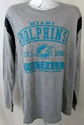 Miami Dolphins Men Large Long Sleeve Screened  EST 1966 FOOTBALL  Tee ADOL 246 • $21.24