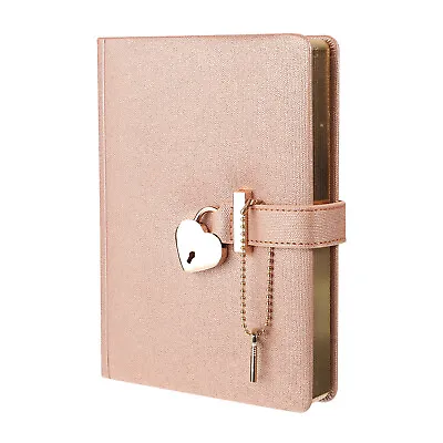 B6 Diary With Lock And Key 1pcs Journal With Lock Cute Heart Lock Gold • $34.53