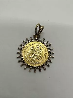 1955 M Mexico Cinco (5) Peso .900 Gold Coin In 14Kyg Bezel 6.2gtw • $599.99