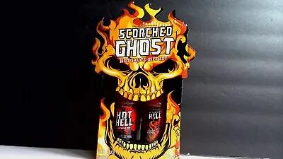 SCORCHED GHOST Pepper & Extreme RED Hot As HELL Sauce Gift Set Ghost Box 2 Pack • £10.44